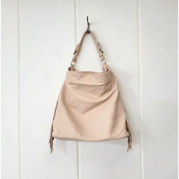 Expressions Pink Vegan Leather Boho Fringed Shoulder Bag - Picture 9 of 9